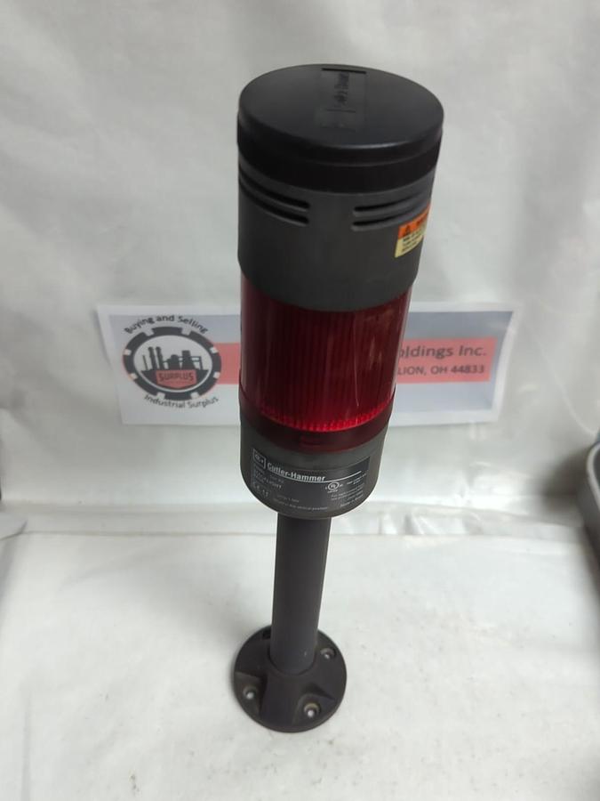 Used CUTLER HAMMER,E26BL,SERIES 2 RED STACK LIGHT TOWER WITH BASE PRE-OWNED