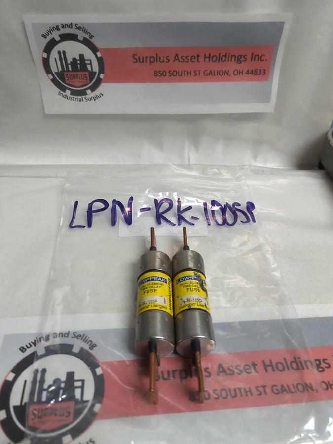 Used COOPER BUSSMANN,LPN-RK-100SP,LOW-PEAK 100 AMP FUSE LOT OF 2 PRE-OWNED