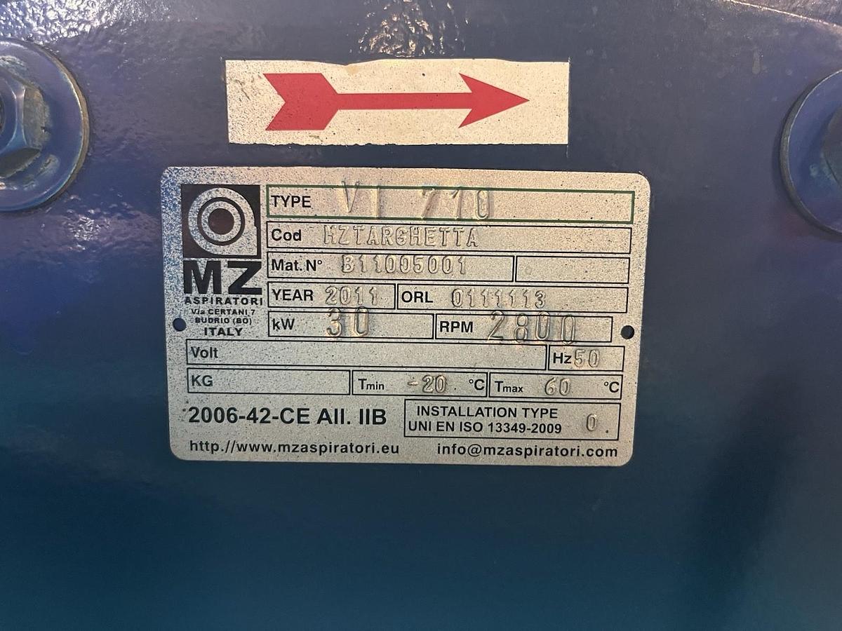 Used MZ ASPIRATORI,VI-710,BLOWER 40HP 2800RPM 50hz 3PH WP-UDF200LGX2