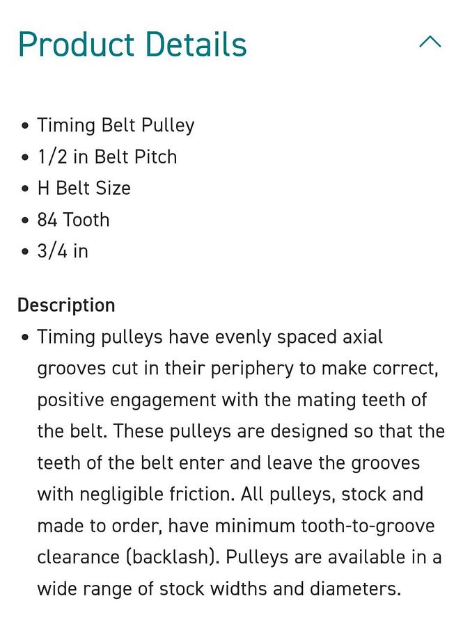 Used MARTIN,84H100,BUSHED TIMING BELT PULLEY PRE-OWNED