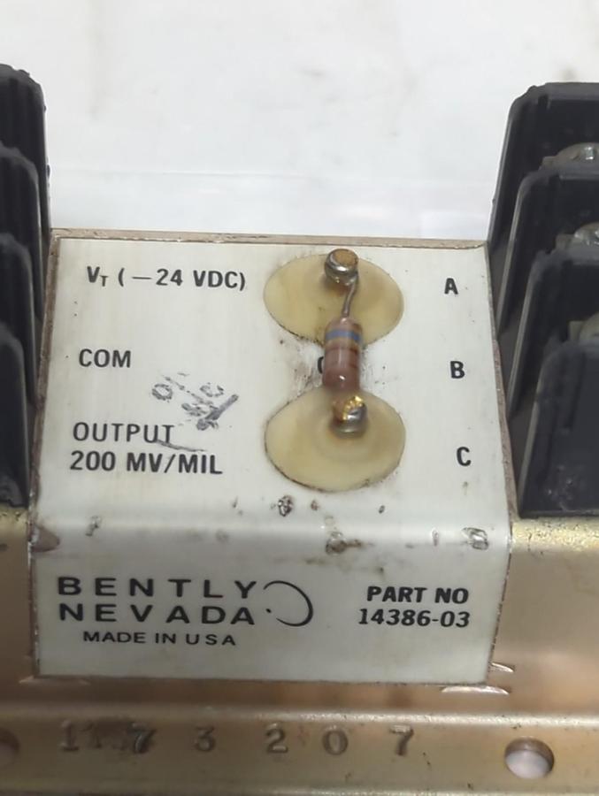 Used BENTLY-NEVADA,14386-03,PROXIMITY OUT OUT MODULE 24 VDC PRE-OWNED