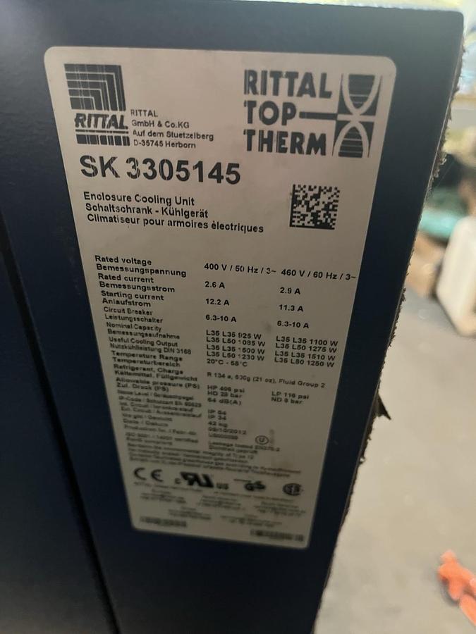 Used RITTAL,SK-3305145,ENCLOSURE AIR CONDITIONER COOLING UNIT 400/460V 3PH