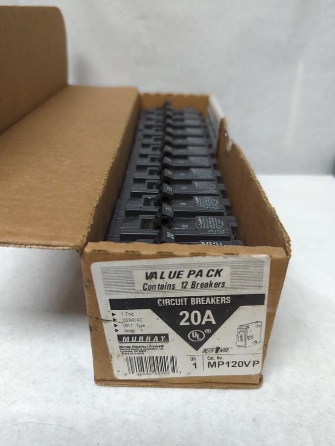 MURRY,MP120VP,20 AMP CIRCUIT BREAKERS 1-POLE 120/240 V PACK OF 12 NEW