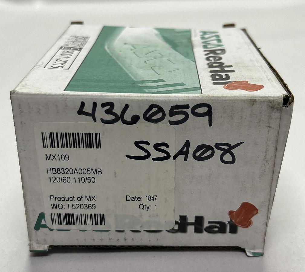 Used ASCO,HB8320A005MB,SOLENOID VALVE 120V NEW