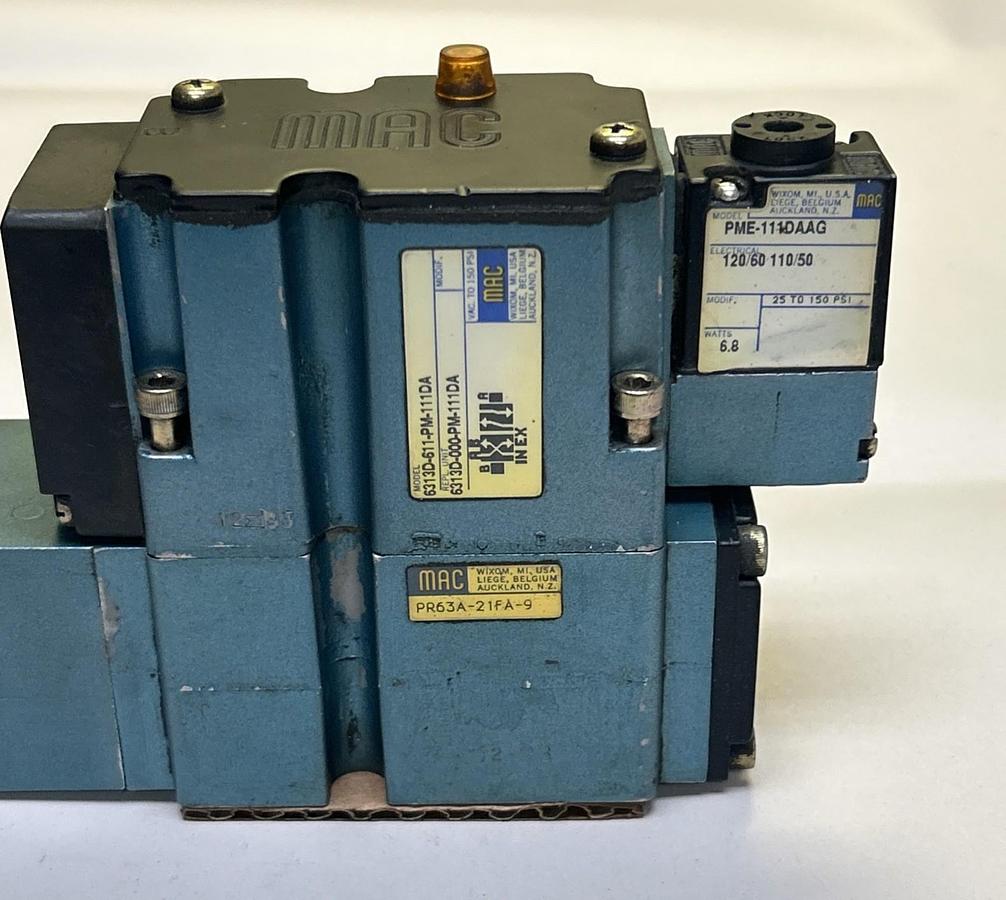 Used MAC VALVES,6313D-611-PM-111DA,SOLENOID VALVE W/ PR63A-21FA-9