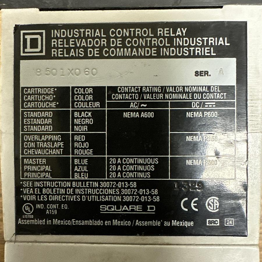 Used Square D,8501 X0 60,Series A Relay