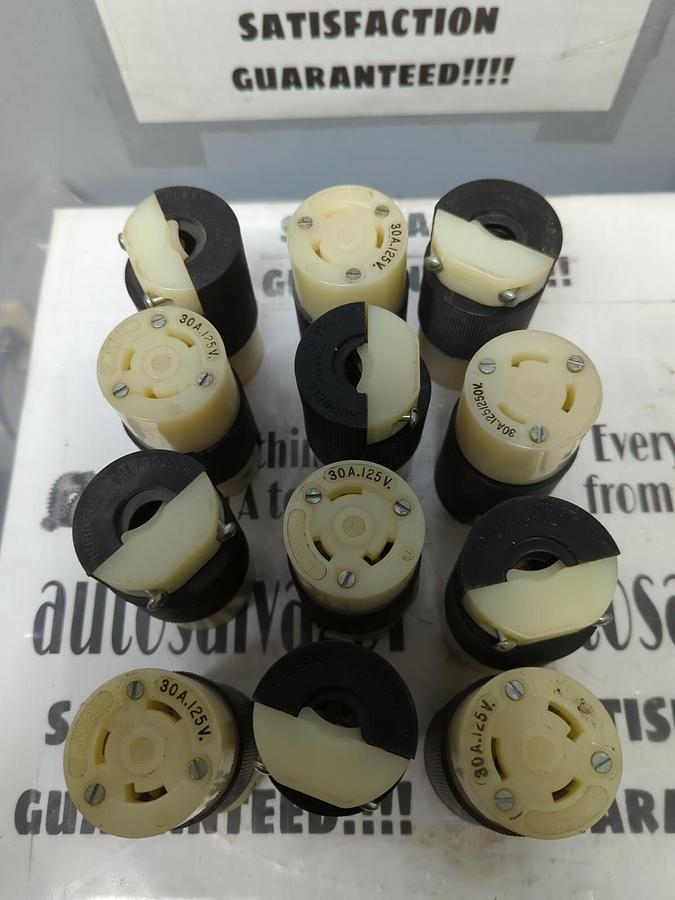Used HUBBELL TWIST-LOCK,231-A,30A.125V. PLUG CONNECTOR LOT OF 12 USED