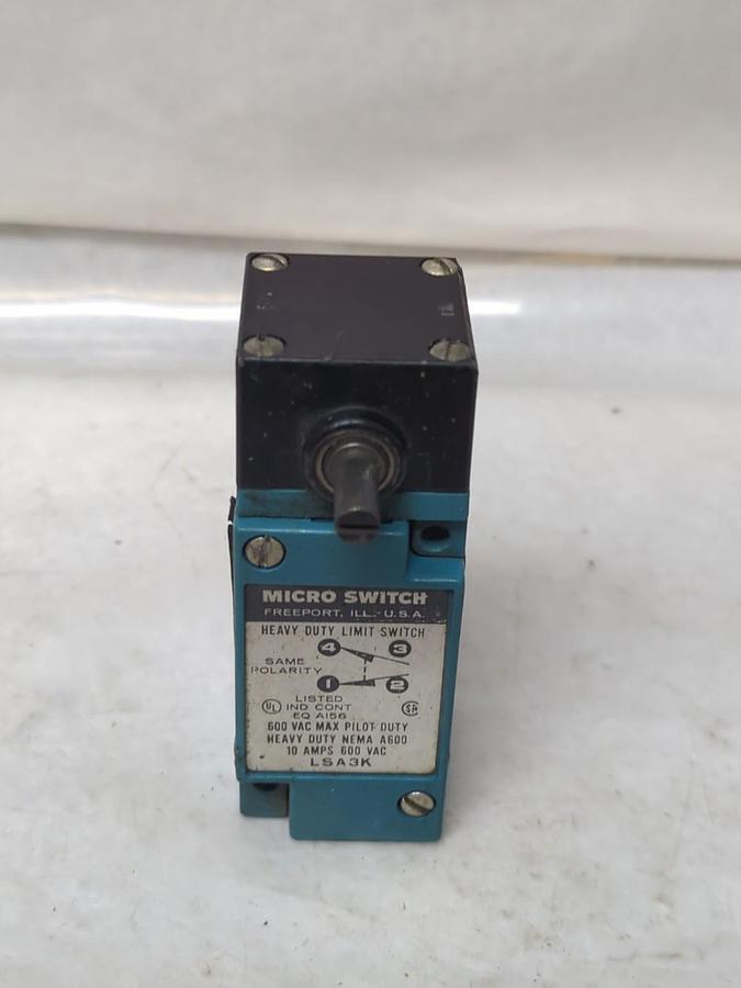 Used HONEYWELL/MICRO SWITCH,LSA3K,HEAVY DUTY LIMIT SWITCH 10 AMP 600 VAC PRE-OWNED