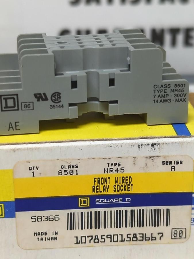 SQUARE D,NR45,CLASS 8501 SERIES-A FRONT WIRED RELAY SOCKETS LOT OF 2  NOS
