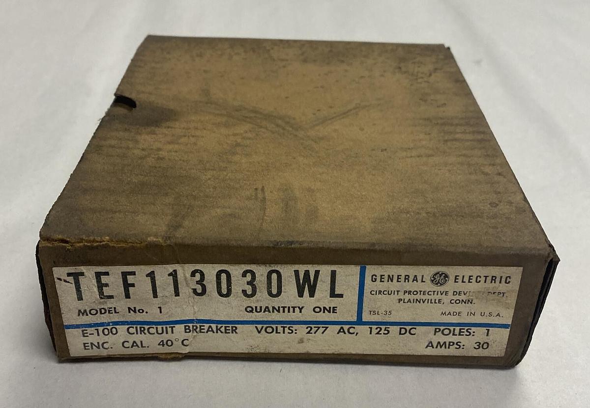 General Electric,TEF113030WL,Circuit Breaker 30AMP 277V 1 POLE NOS