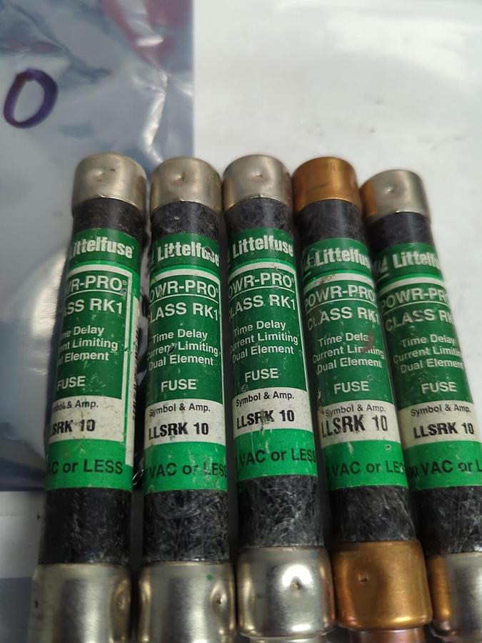 Used LITTELFUSE,LLSRK10,POWR-GARD FUSE 10 AMP LOT OF 5 PRE-OWNED
