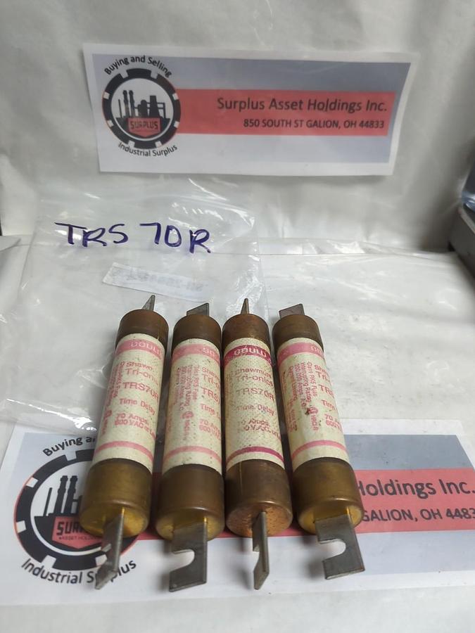Used GOULD SHAWMUT,TRS70R,TRI-ONIC 70 AMP FUSE LOT OF 4 PRE-OWNED