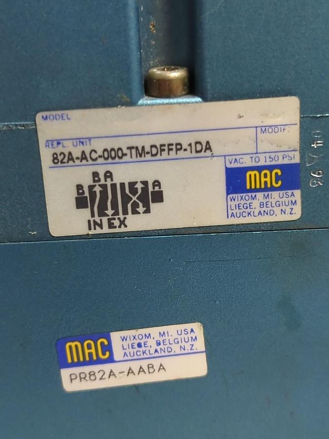 Used MAC VALVES,PR82A-AABA/82A-AC-TM-DFFP-1DA,SOLENOID VALVE ASSEMBLY PRE-OWNED