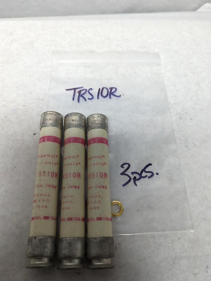 Used GOULD SHAWMUT,TRS10R,TRI-ONIC 10 AMP FUSE LOT OF 3 PRE-OWNED