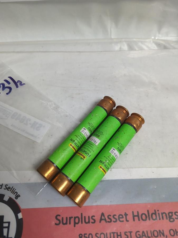 Used COOPER BUSSMANN,FRS-R-3-1/2,FUSETRON 3-1/2 AMP FUSE LOT OF 3 PRE-OWNED