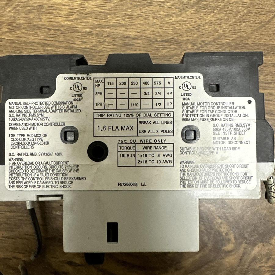 Used GE,GPS1BSAF,Manual Motor Starter