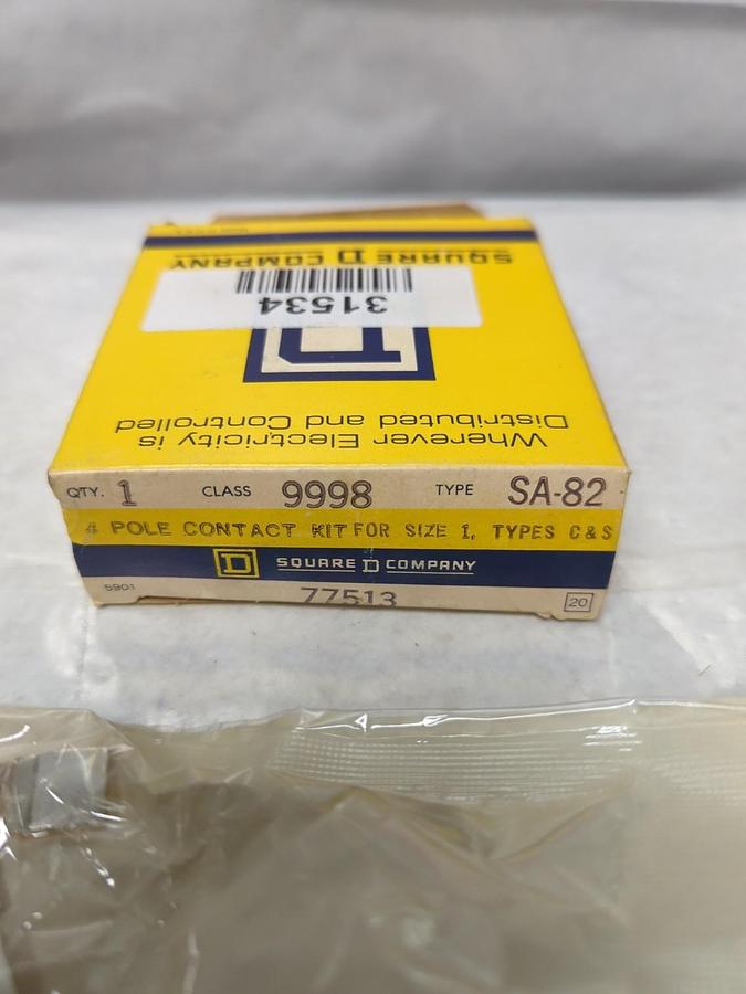 SQUARE D,77513,TYPE SA-82 CONTACT KIT FOR 4-POLE SIZE 1 TYPES C&S NOS