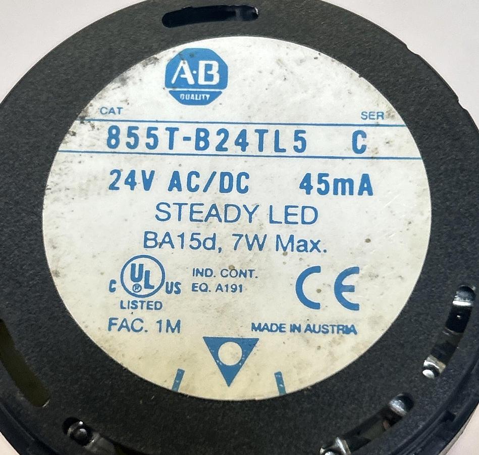 Used ALLEN BRADLEY,855T-B24TL5,AMBER STEADY LED STACK LIGHT