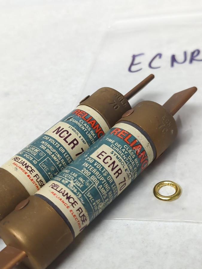 Used RELIANCE,ECNR-70,CLASS RK FUSE 70 AMP LOT OF 2 PRE-OWNED