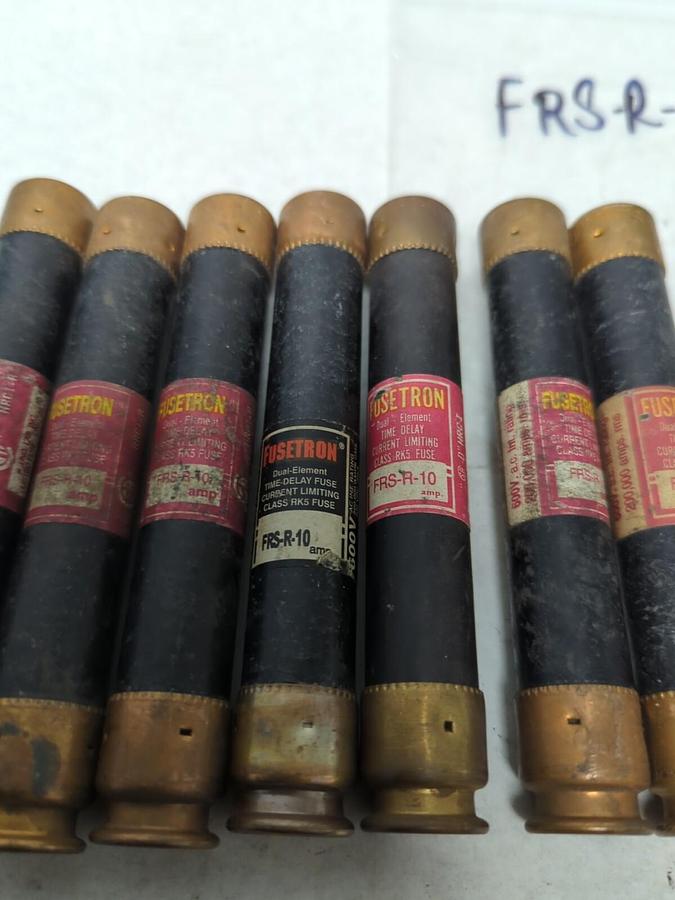 Used COOPER BUSSMANN,FRS-R-10,FUSETRON 10 AMP FUSE LOT OF 7 PRE-OWNED