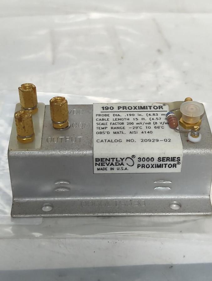 Used BENTLY NEVADA,20929-02,190 PROXIMITOR PRE-OWNED