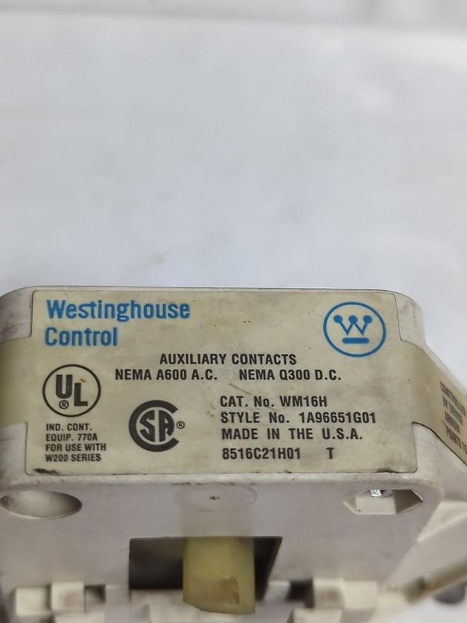 Used WESTINGHOUSE,WM16H,STYLE 1A96651G01,AUXILIARY CONTACTPRE-OWNED