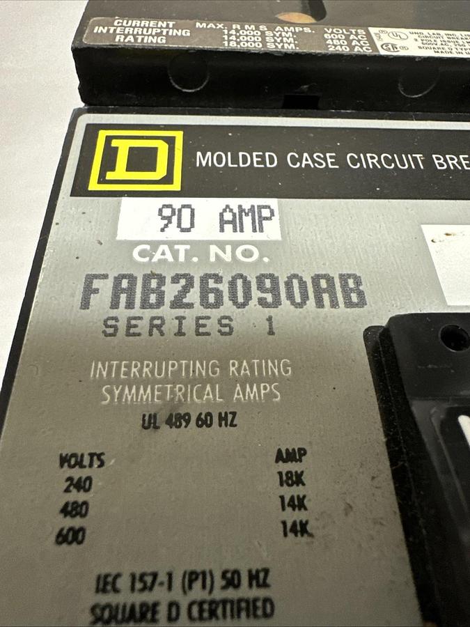 Square D,FAB26090AB,90 Amp 2 Pole Circuit Breaker