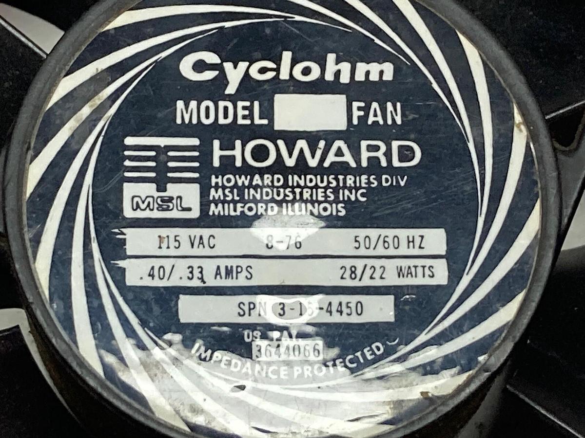 Used Cyclohm,SPN 3-15-4450,Cooling Fan 115Vac 50/60Hz