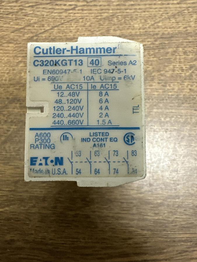 Used Cutler Hammer,C320KGT13,Auxilliary Contactor