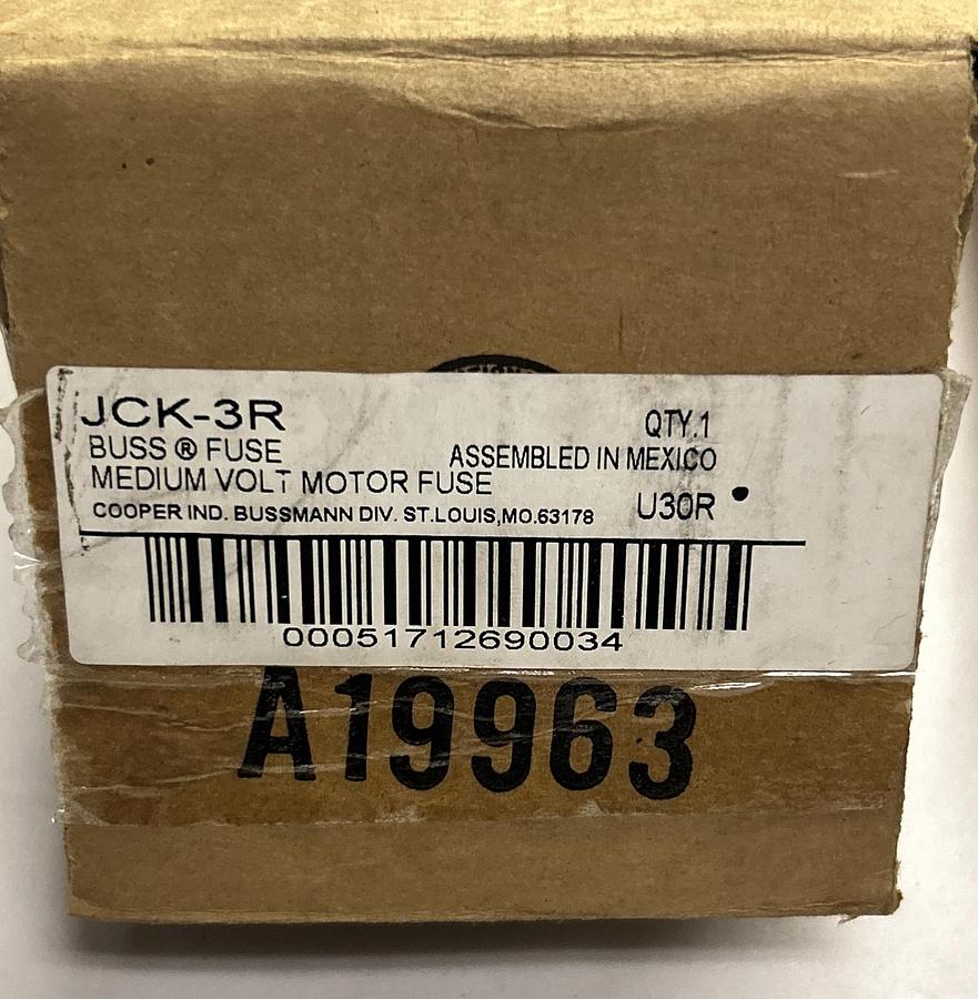 Used COOPER BUSSMANN,JCK-3R,MEDIUM VOLTAGE FUSE 100A 2.54KV-AC NEW