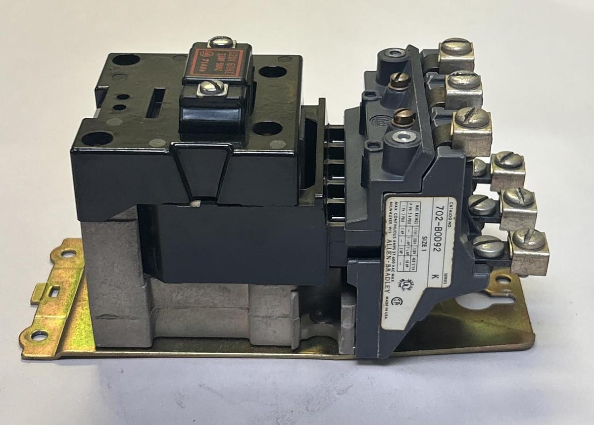 Used ALLEN BRADLEY,702-BOD92,CONTACTOR SIZE 1 110/120V COIL