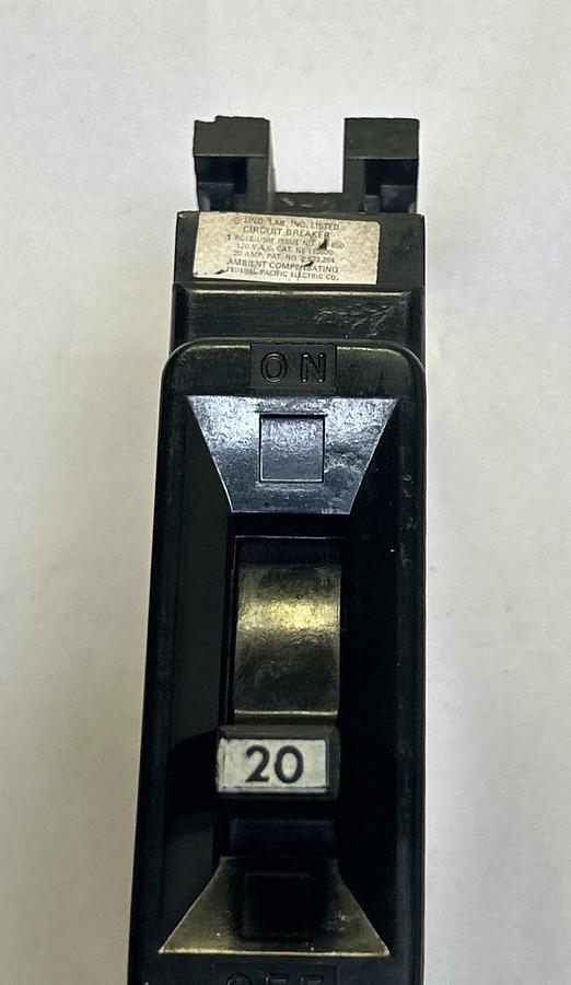 Used FEDERAL PACIFIC,NE113020,CIRCUIT BREAKER 20A 120V 1P
