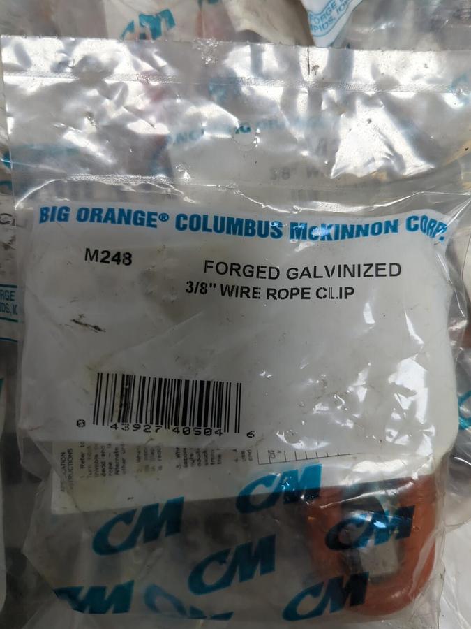 CM BIG ORANGE,M248,3/8 IN WIRE ROPE CLIPS LOT OF 12 NEW