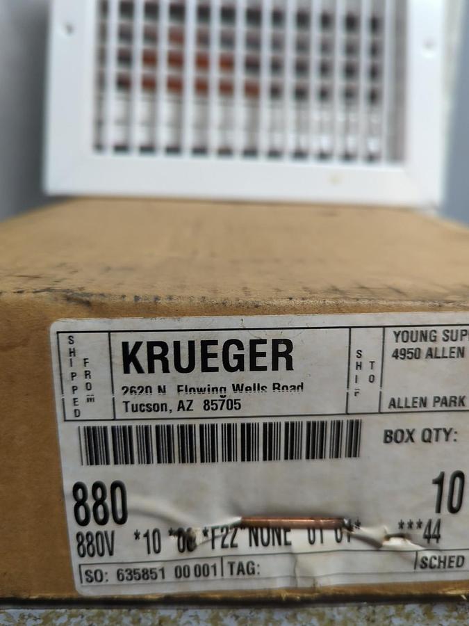 Used KRUEGER,880V,GRILL VENT REGISTER 10 X 8 INCH NOS