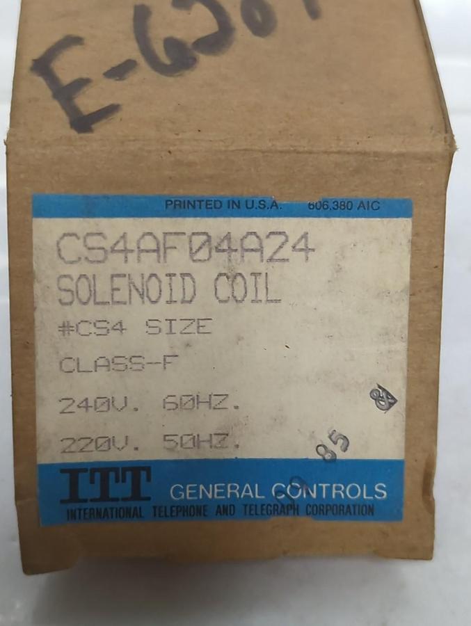 ITT GENERAL CONTROLS,CS4AF04A24,SOLENOID COIL 240/220V 60/50HZ NOS