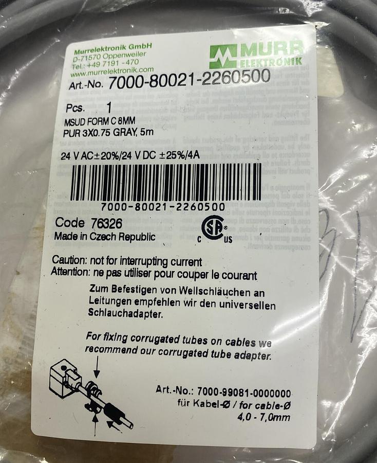 Used MURR ELEKTRONIK,7000-80021-2260500 MSUD, FORM C 8MM NEW