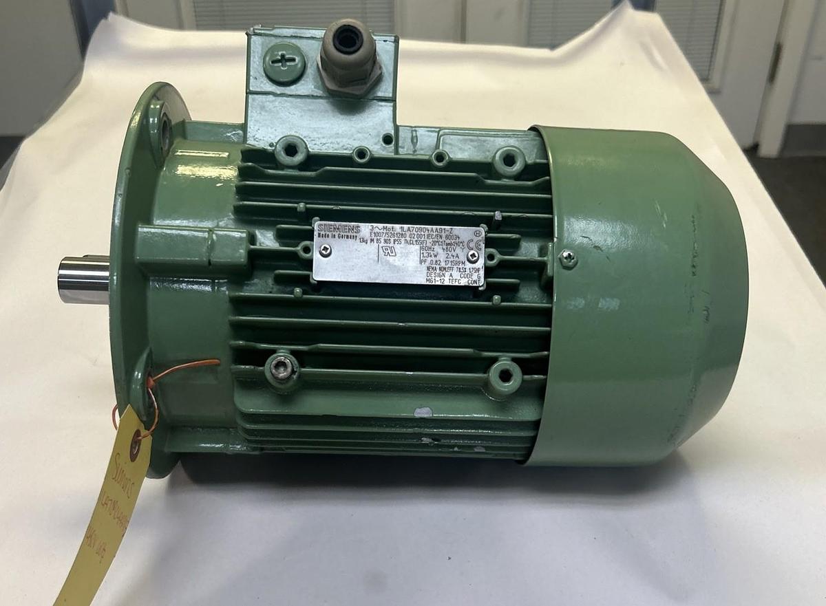 Used SIEMENS,1LA70904AA91-Z,MOTOR 1.3KW 1.75HP 1715RPM 460V