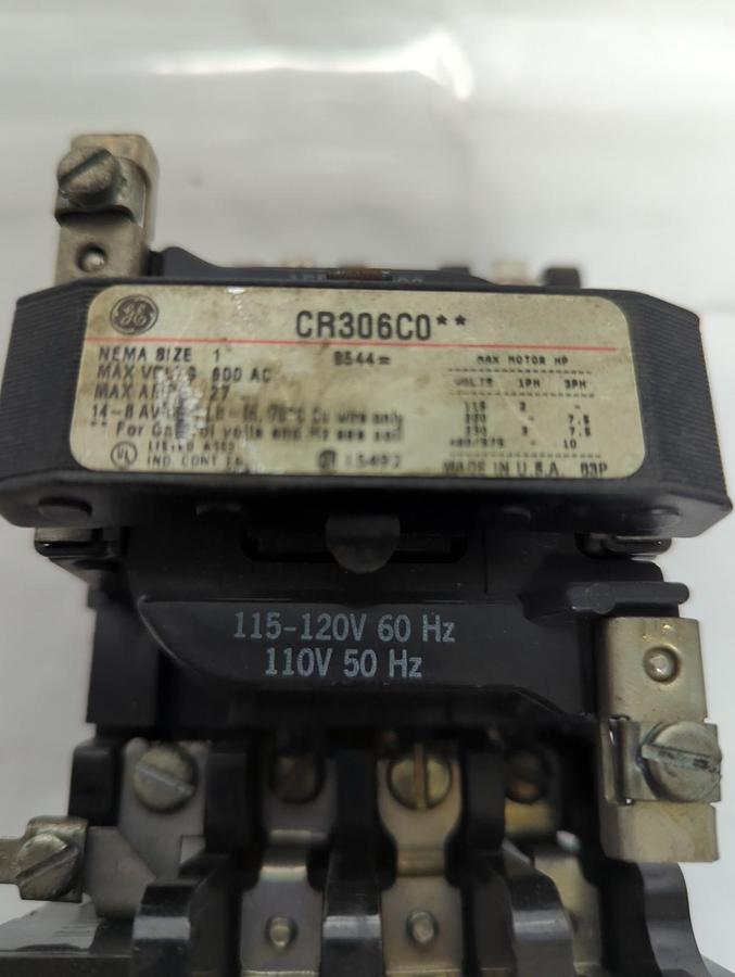 Used GENERAL ELECTRIC,CR306C0,MOTOR STARTERE SIZE 1 600VAC PRE-OWNED