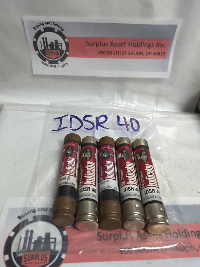 Used LITTELFUSE,IDSR40,INDICATOR FUSE 40 AMP LOT OF 5 PRE-OWNED