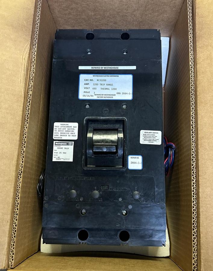 Used WESTINGHOUSE,NC31200,CIRCUIT BREAKER 1200A 600V 3P REFURBISHED