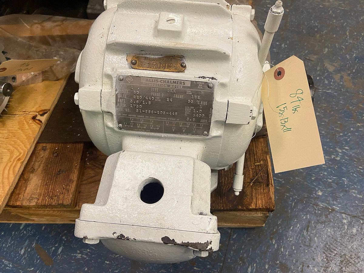 Used Allis Chalmers,GKK,1Hp Induction Motor 1730RPM 220/440V Frame 182