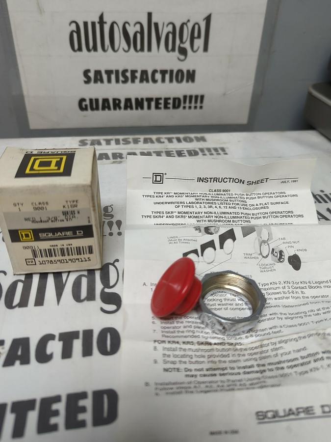 SQUARE D,K16R,CLASS 9001 SERIES H RED 1-3/8 INCH DIA. MUSHROOM BUTTON KIT NOS