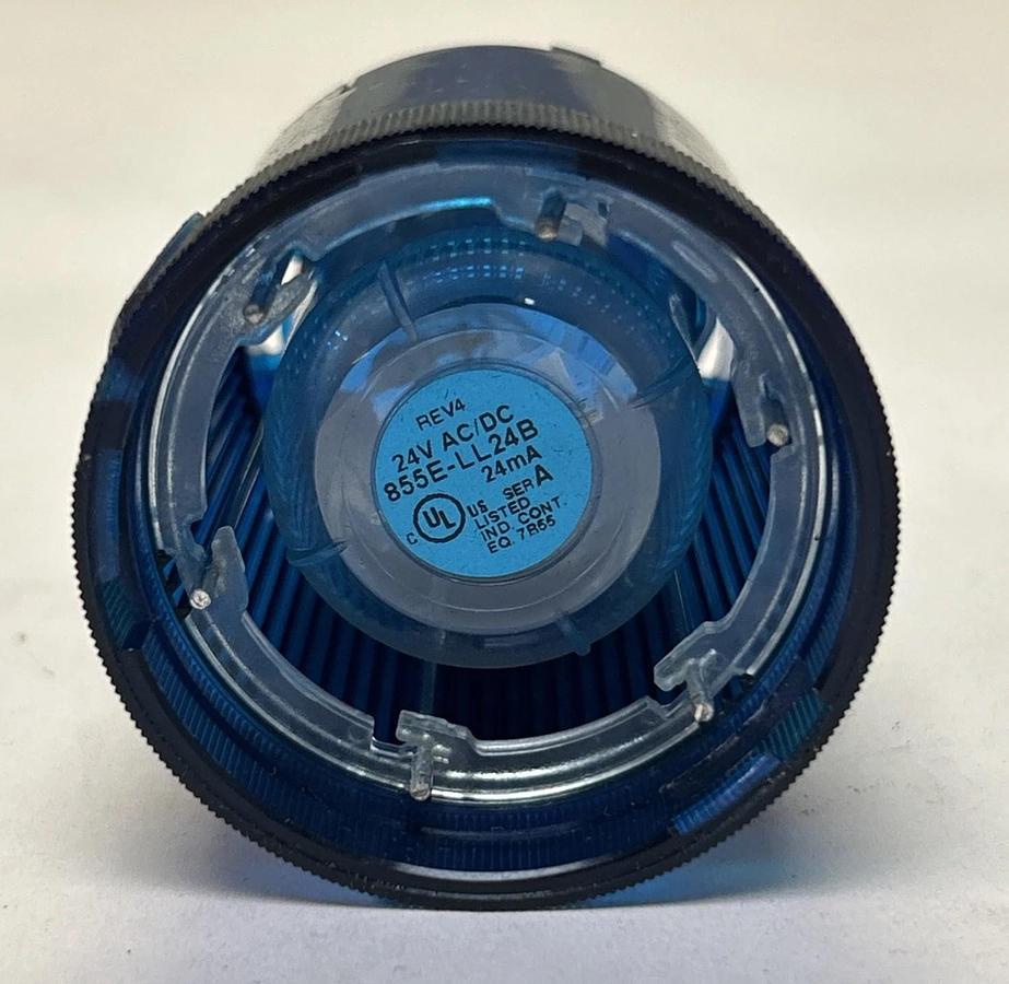 Used ALLEN BRADLEY,855E-10DN6,BLUE STEADY INCANDESCENT STACK LIGHT W/ 855E-LL24B LAMP