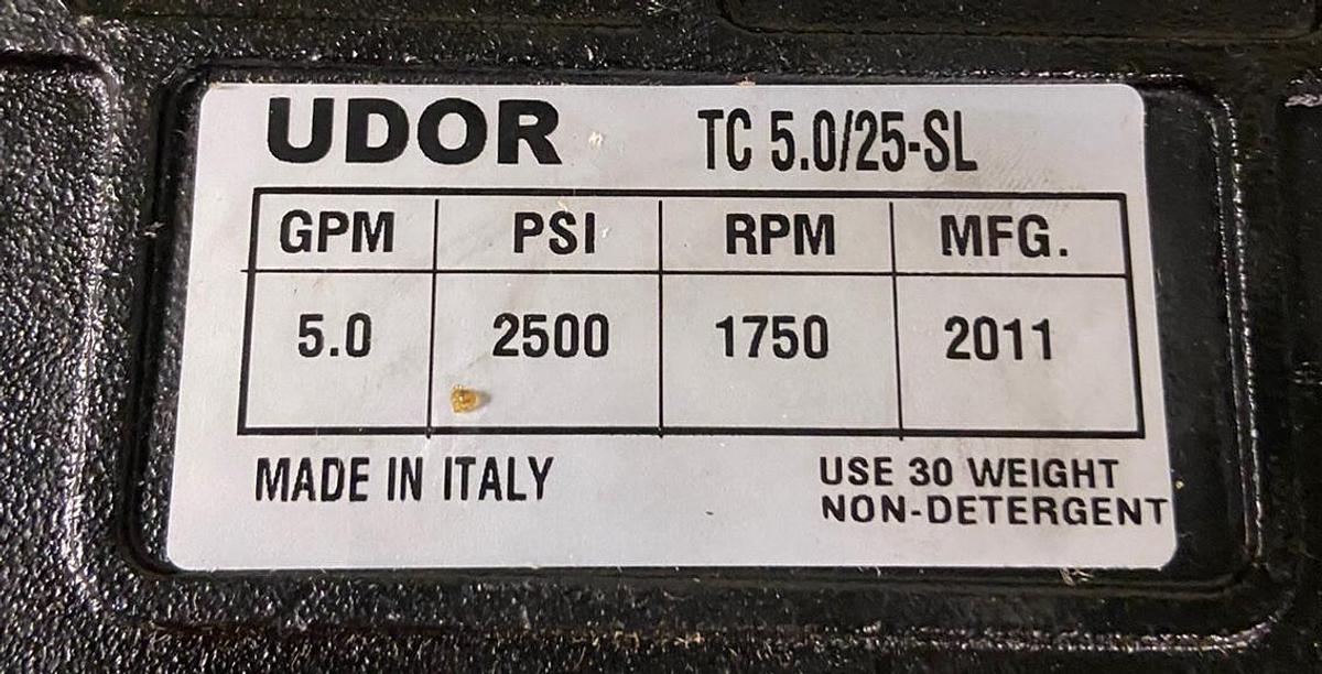 UDOR,TC-5.0/25-SL,High Pressure Pump 5.0GPM 2500PSI 1750RPM
