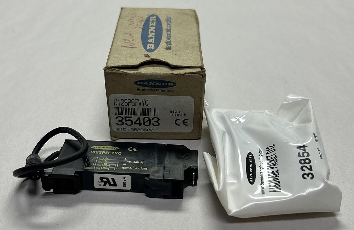 Used BANNER,D12SP6FVYQ,GLASS FIBER OPTIC SENSOR NEW