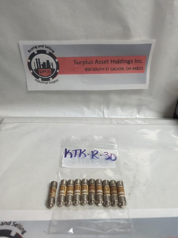 Used COOPER BUSSMANN,KTK-R-30,LIMITRON 30 AMP FUSE LOT OF 10 PRE-OWNED