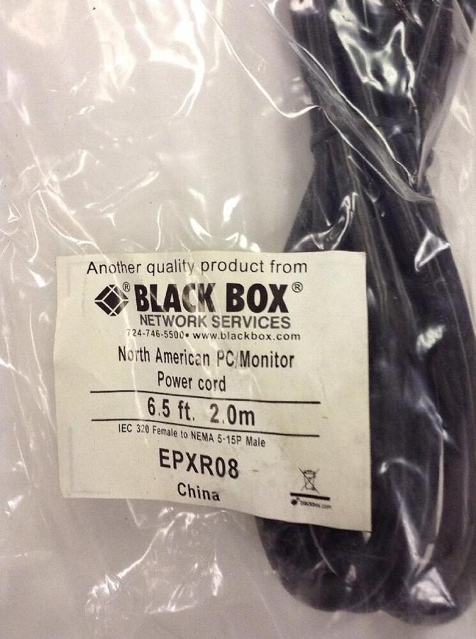 Used Black Box North American,NA,PC/Monitor Power Cord 6.5 ft. 2.0 M LOT OF 6