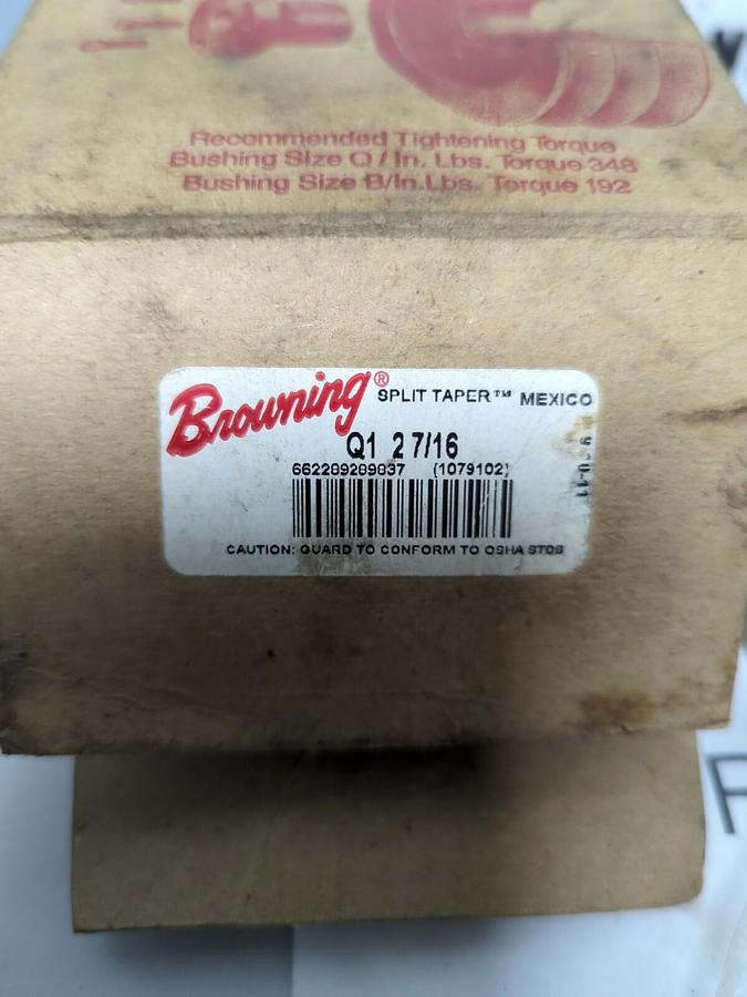 BROWNING,Q1 2-7/16,SPLIT TAPER LOCK BUSHING WITH KEY AND HARDWARE NOS