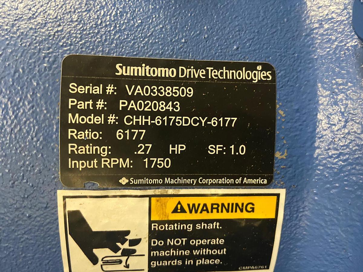Used Sumitomo,CHH-6175DCY-6177,Gear Reducer Ratio 6177 Input .27hp 1750rpm