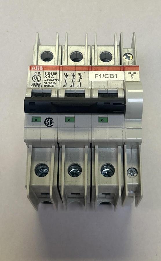 Used ABB,S203UP-K,CIRCUIT BREAKER 4A 480Y/277V 3P